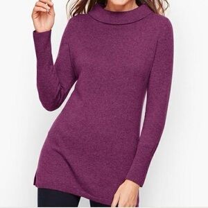 Talbots  Sweater tunic 100% Cashmere Rich Plum Cowl Neck Size MP